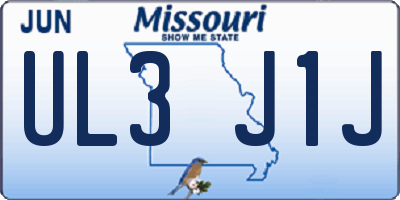 MO license plate UL3J1J