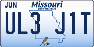 MO license plate UL3J1T