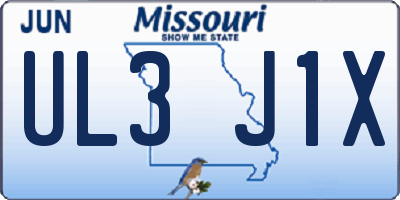 MO license plate UL3J1X