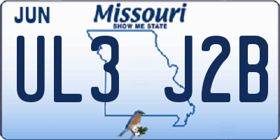 MO license plate UL3J2B