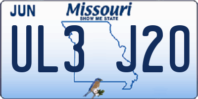MO license plate UL3J2O