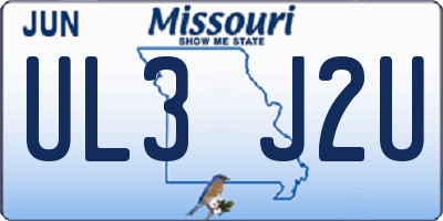 MO license plate UL3J2U