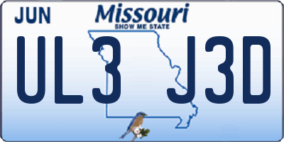 MO license plate UL3J3D