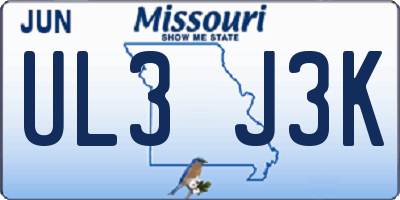 MO license plate UL3J3K