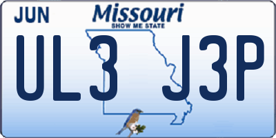 MO license plate UL3J3P