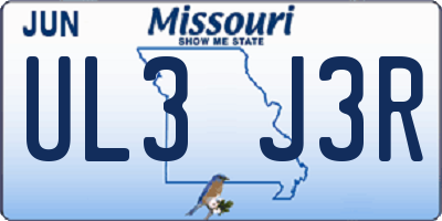 MO license plate UL3J3R