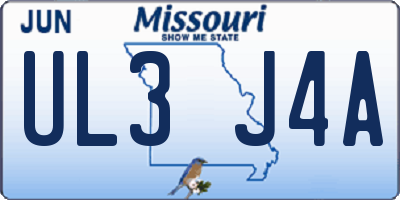 MO license plate UL3J4A