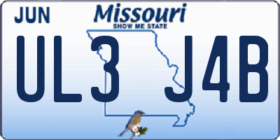 MO license plate UL3J4B