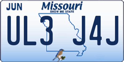 MO license plate UL3J4J