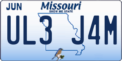 MO license plate UL3J4M