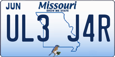 MO license plate UL3J4R