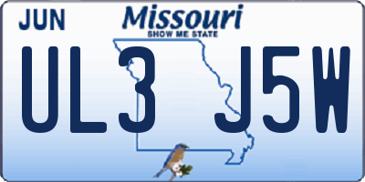 MO license plate UL3J5W