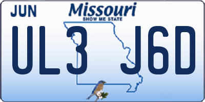 MO license plate UL3J6D