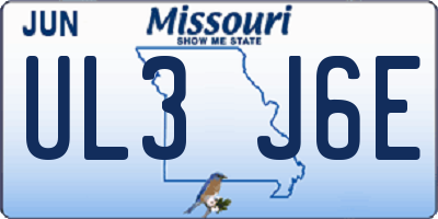 MO license plate UL3J6E