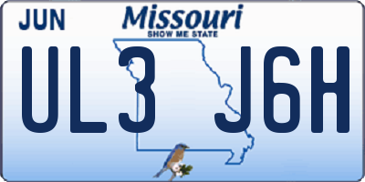 MO license plate UL3J6H