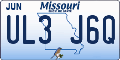 MO license plate UL3J6Q