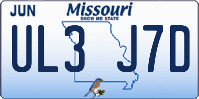 MO license plate UL3J7D