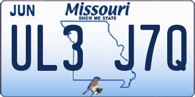 MO license plate UL3J7Q