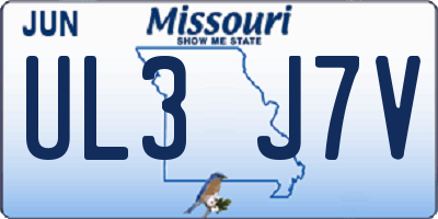 MO license plate UL3J7V