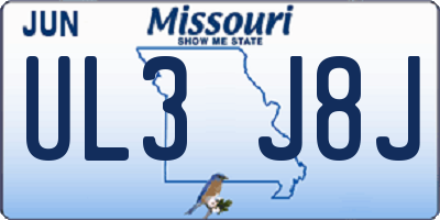 MO license plate UL3J8J