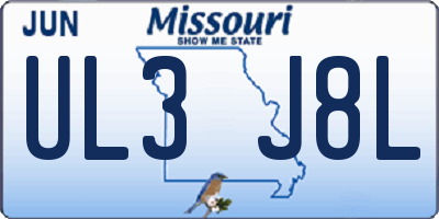 MO license plate UL3J8L