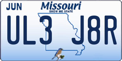 MO license plate UL3J8R