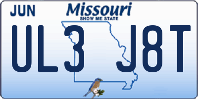 MO license plate UL3J8T