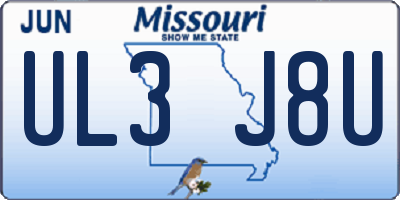 MO license plate UL3J8U