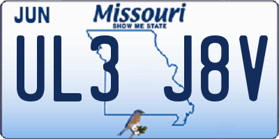 MO license plate UL3J8V