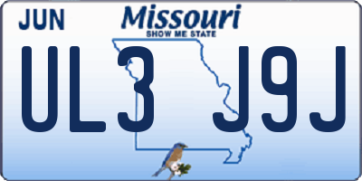 MO license plate UL3J9J