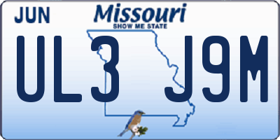 MO license plate UL3J9M