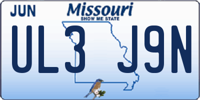 MO license plate UL3J9N