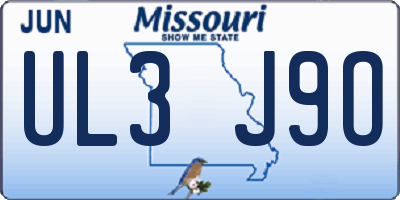 MO license plate UL3J9O