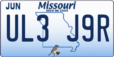 MO license plate UL3J9R