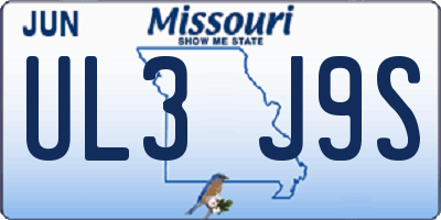 MO license plate UL3J9S