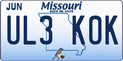 MO license plate UL3K0K