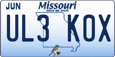 MO license plate UL3K0X