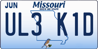 MO license plate UL3K1D