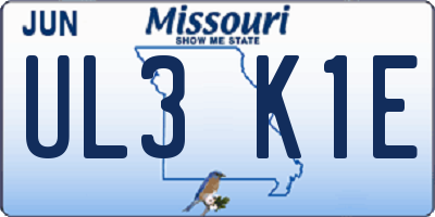 MO license plate UL3K1E