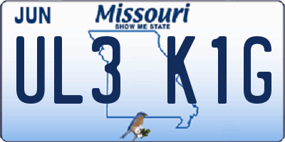 MO license plate UL3K1G