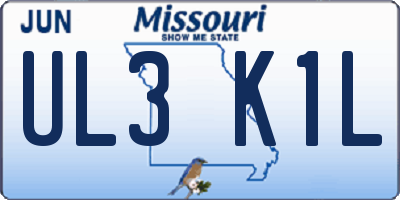 MO license plate UL3K1L