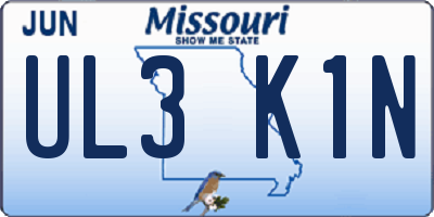 MO license plate UL3K1N
