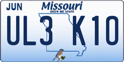 MO license plate UL3K1O