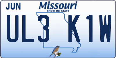 MO license plate UL3K1W