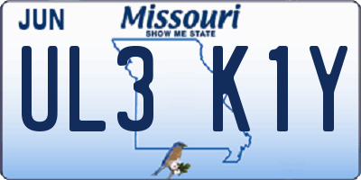 MO license plate UL3K1Y