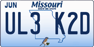 MO license plate UL3K2D