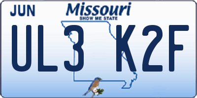 MO license plate UL3K2F