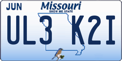 MO license plate UL3K2I