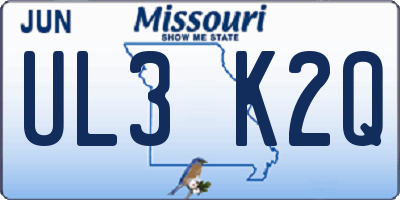 MO license plate UL3K2Q