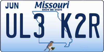 MO license plate UL3K2R